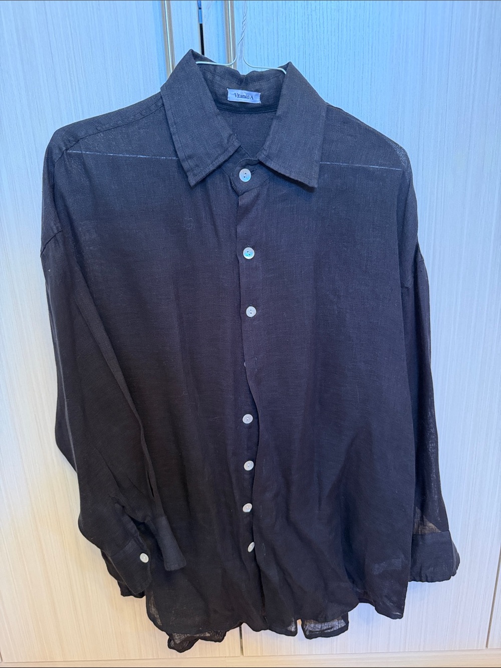 Vitamin A Brown Semi-Sheer Button-Down Shirt